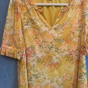 Rose‎ & Olive Floral Mesh Blouse Size Medium